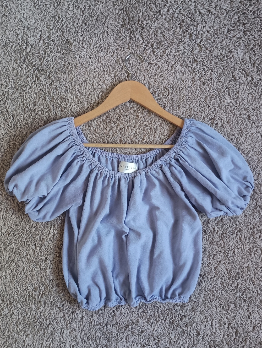 Honeydove Vintage Raw Silk Puff Top